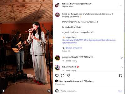 Rehearsal video Soko singing 'Le Honte' from upcoming album (link to)